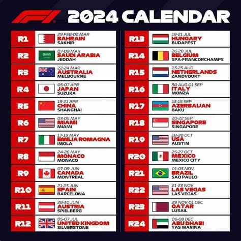 F1 Calendar 2024 .
